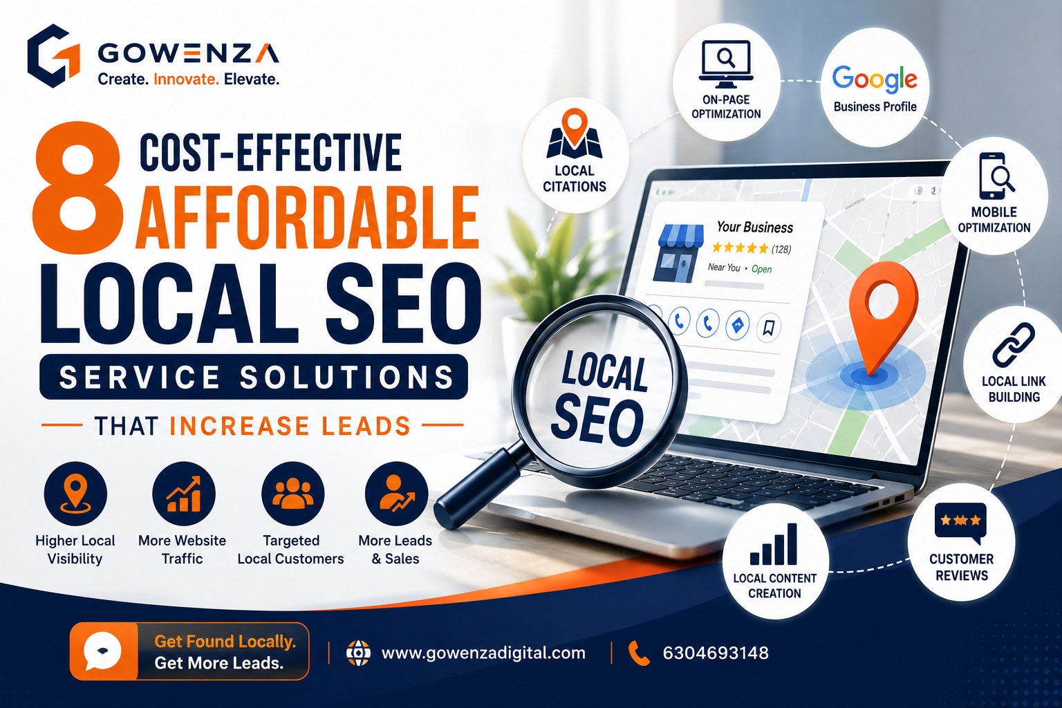 Featured image for 8 cost-effective affordable local SEO service solutions that help businesses improve local search rankings, increase website traffic, and generate more leads.