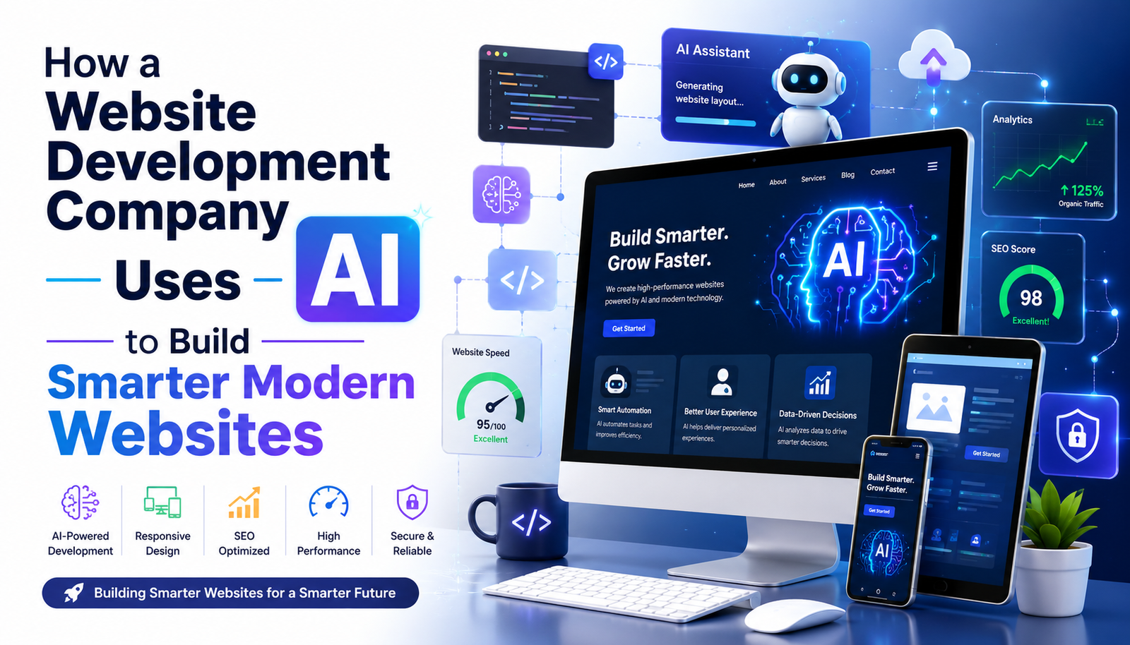 AI-powered website development company creating responsive, modern websites with smart automation and SEO optimization.