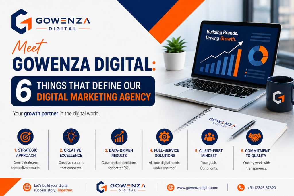 Meet Gowenza Digital, a modern digital marketing agency defined by its services, innovative approach, business-focused strategies, and commitment to helping brands grow online.